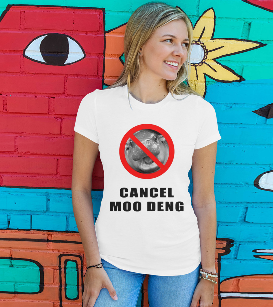 Pizzaslime Cancel Moo Deng No Entry Sign T-Shirt