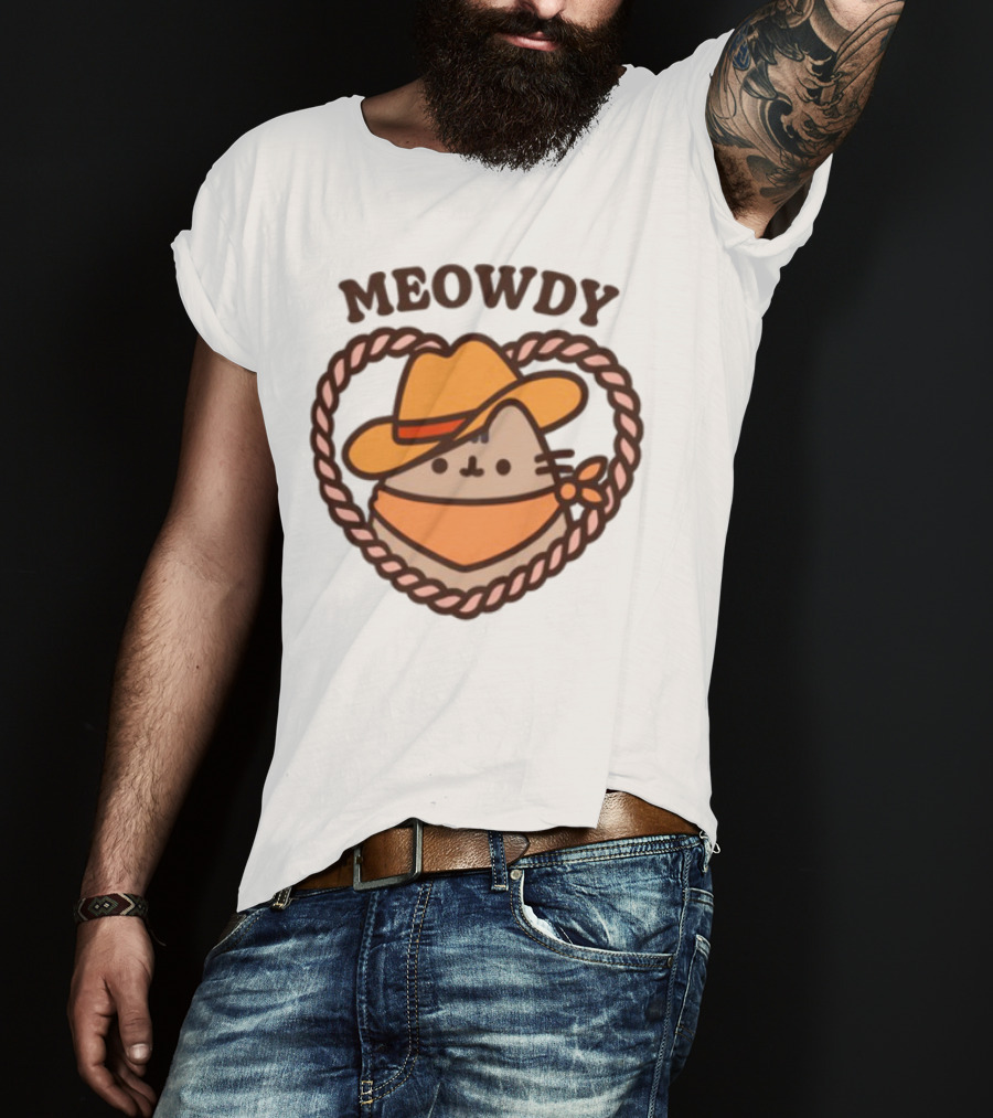 Meowdy Cowboy Pusheen With Hat And Bandana T-Shirt