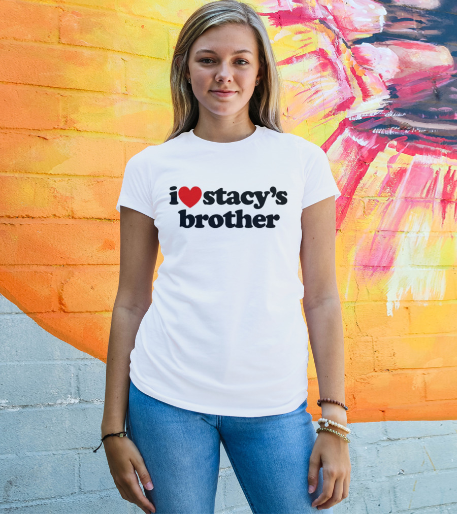 I Love Stacy's Brother White Heart Icon T-Shirt