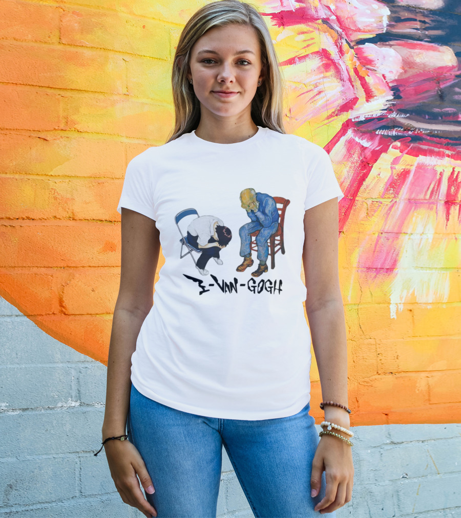 Evangogh Sadness Embrace Blue Figure Art Crossover T-Shirt