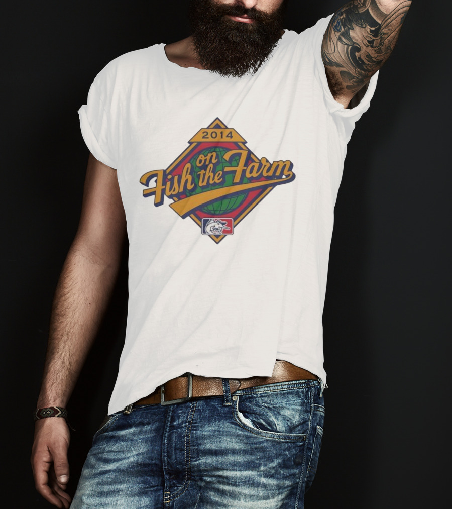 2014 Fish On The Farm Baseball With Global Earth And Whale Symbol T-Shirt