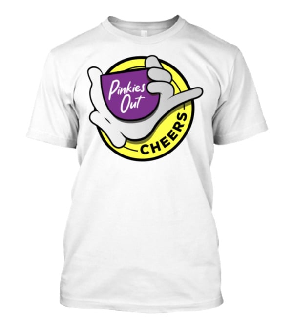 Pinkies Out Cheers Hand Gesture Circle Yellow Background T-Shirt
