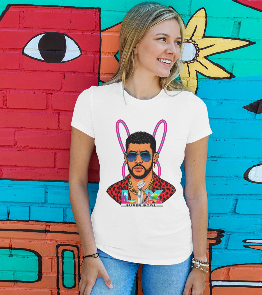 Bad Bunny LIX Super Bowl Puerto Rican Pride NFL Football Boricua T-Shirt