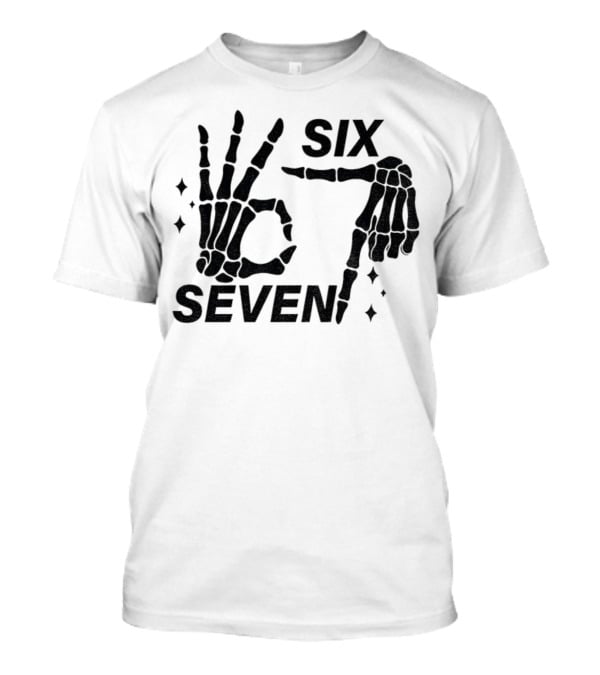 Six Seven Meme Skeleton Hands Funny Halloween T-Shirt