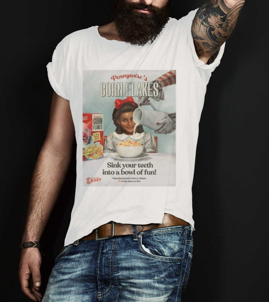 Pennywise’s Corn Flakes Sink Your Teeth Into A Bowl Of Fun IT Welcome To Derry October 26 2025 T-Shirt