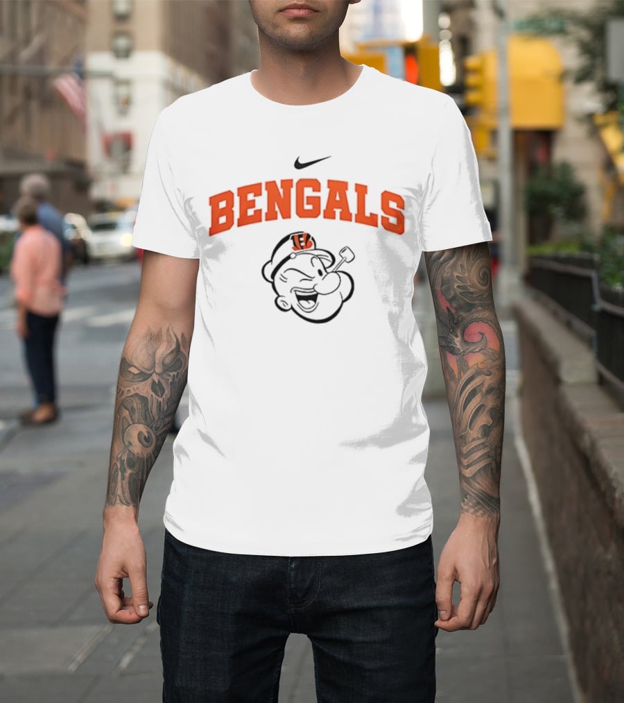 Cincinnati Bengals Popeye Collaboration I Yam What I Yam Football Fan Apparel T-Shirt