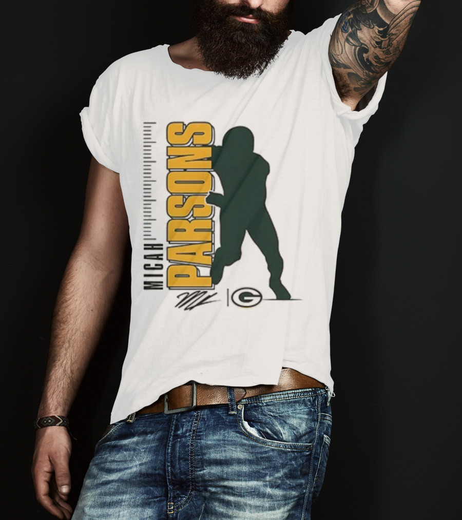 Green Bay Packers Micah Parsons Signature Silhouette T-Shirt