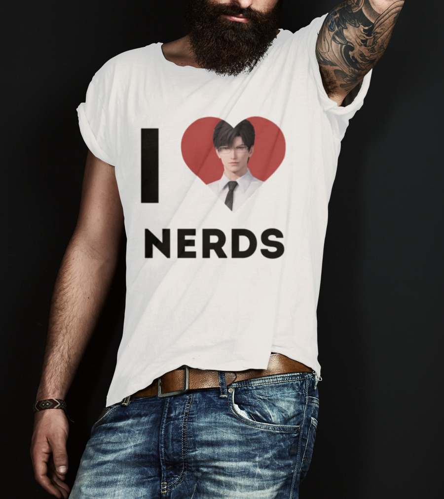 I Love Nerds Anime Character Glasses And Suit T-Shirt