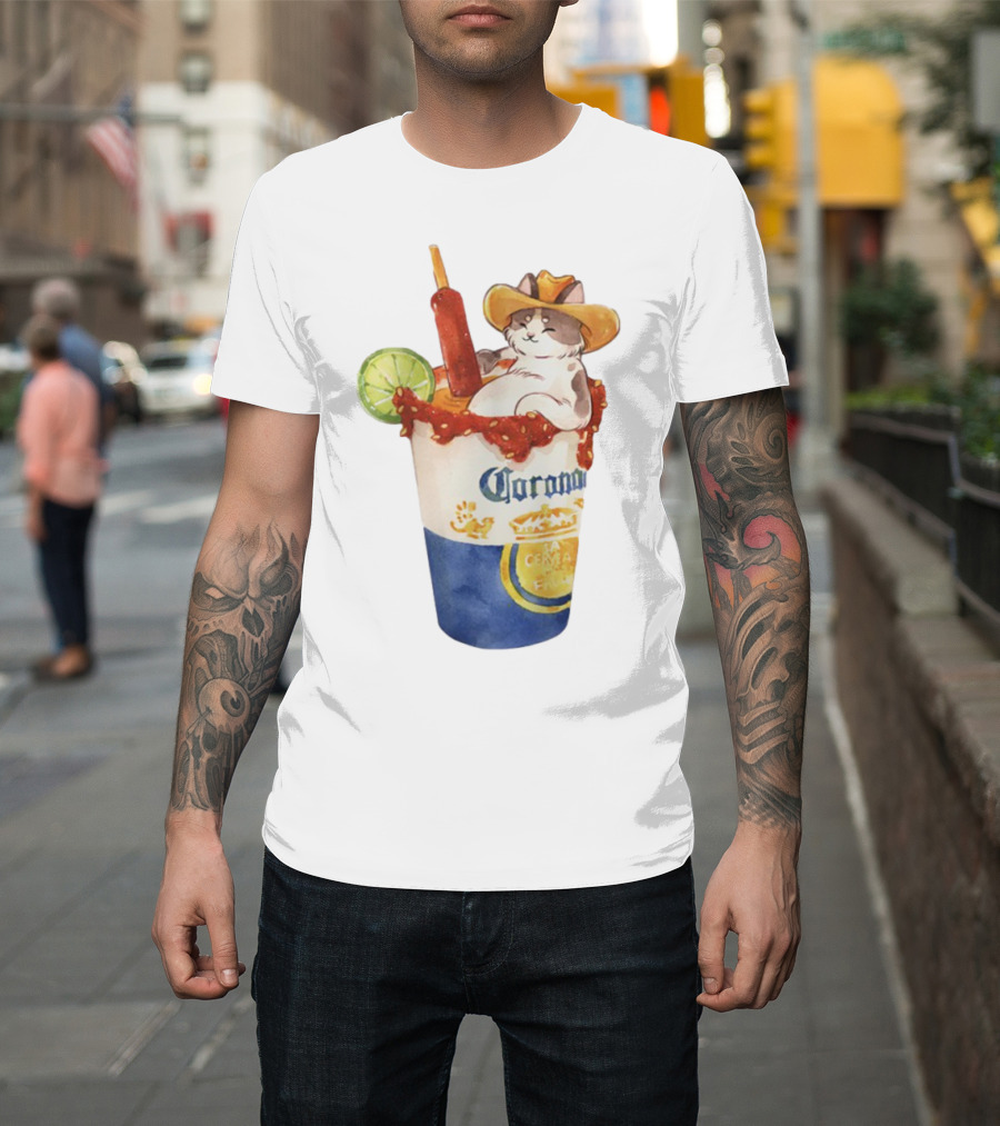 Michelada Vanilla Ryder Cat With Cowboy Hat In Corona Cup With Lime And Chamoy T-Shirt