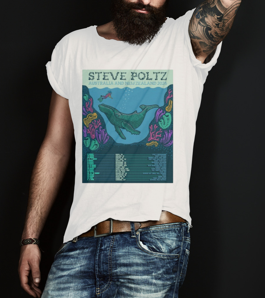 Steve Poltz Australia New Zealand Tour 2026 Concert Dates Underwater Theme T-Shirt