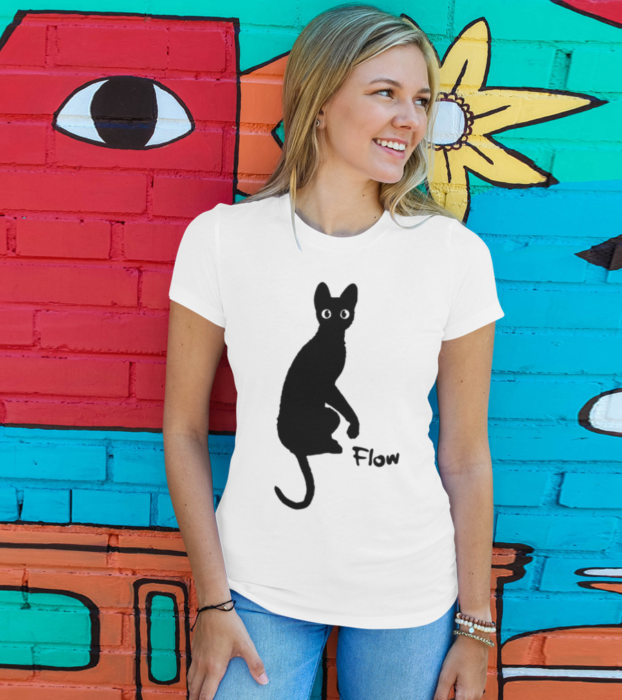 Flow Movie India Ink Cat Silhouette T-Shirt