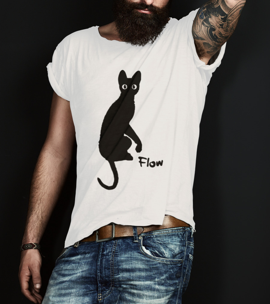 Flow Movie India Ink Cat Silhouette T-Shirt