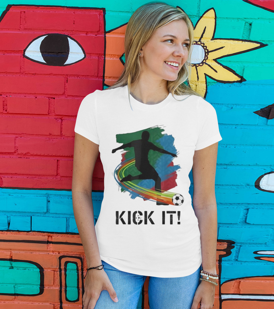 Kick It Soccer Player Rainbow Trail T-Shirt