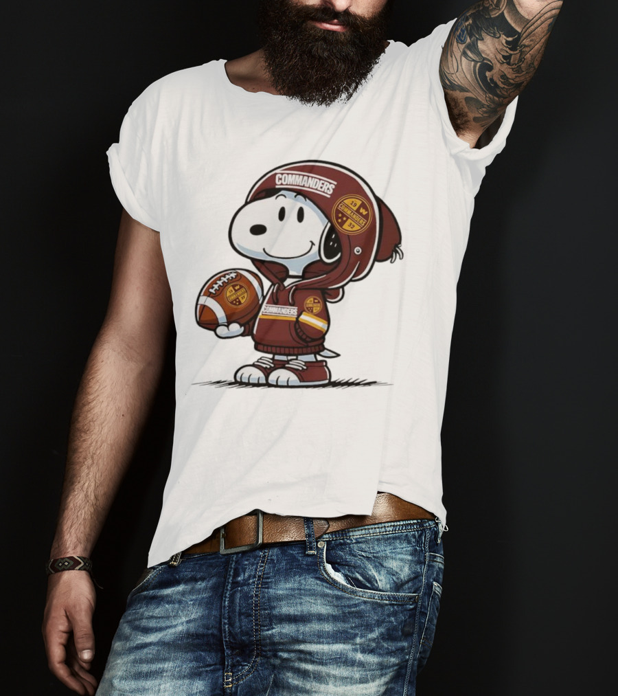 Snoopy In Commanders With Football Washington 1932 W T-Shirt