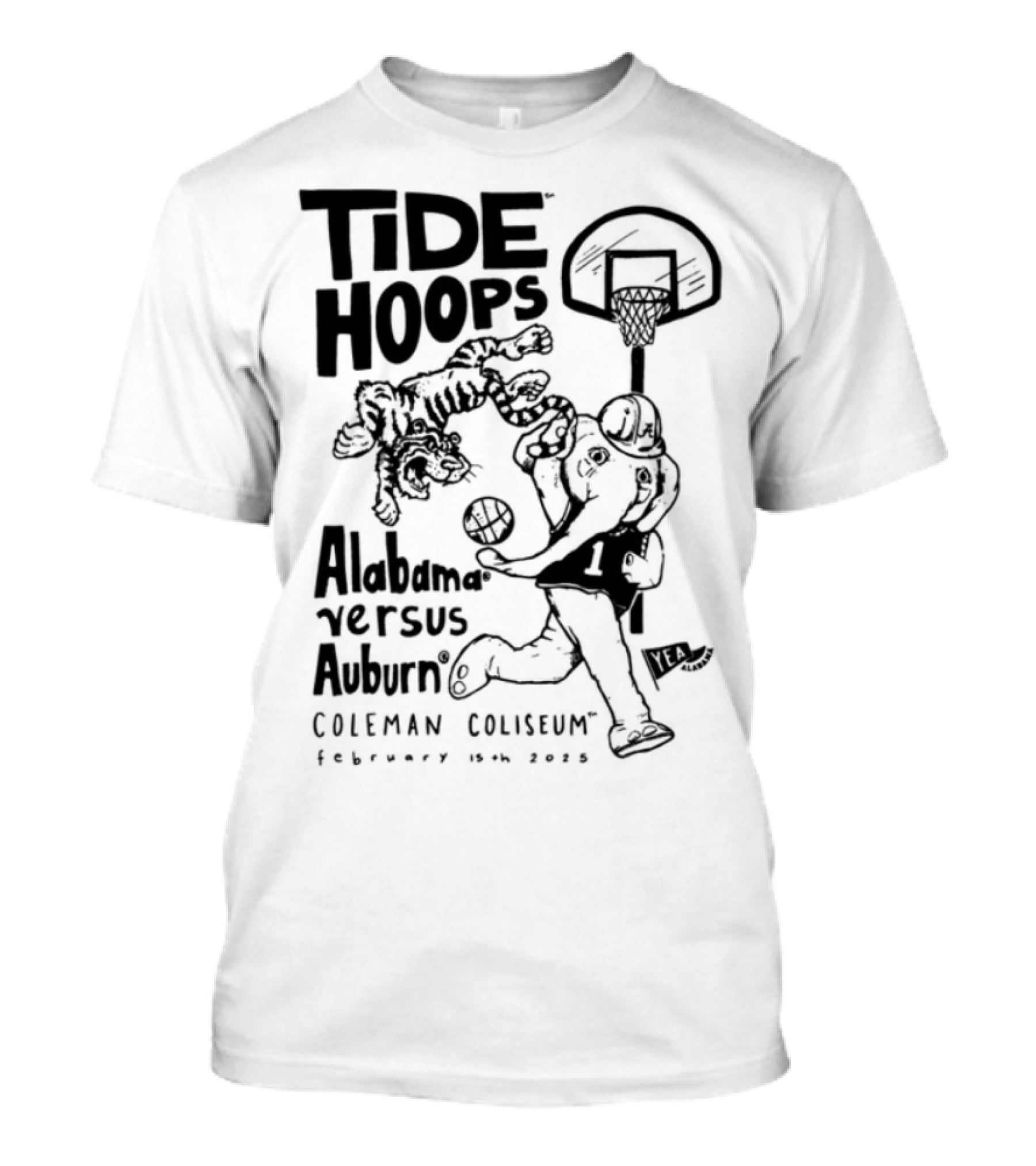 Tide Hoops Alabama Versus Auburn Basketball Showdown Crimson Night T-Shirt