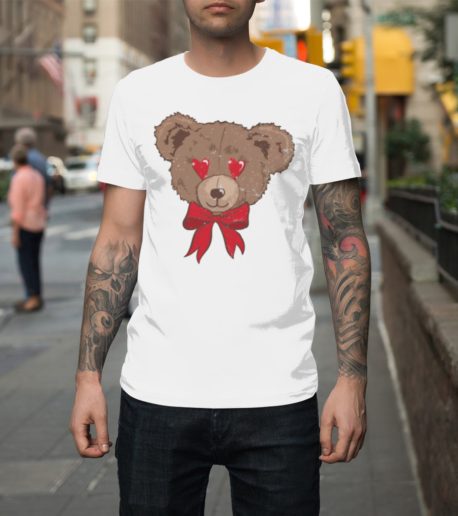 I Love You Beary Much Heart Eyes Teddy Bear Red Bow T-Shirt