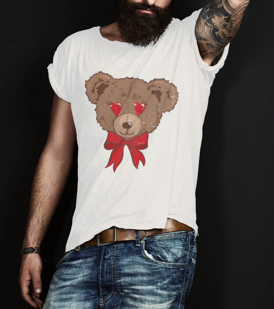I Love You Beary Much Heart Eyes Teddy Bear Red Bow T-Shirt
