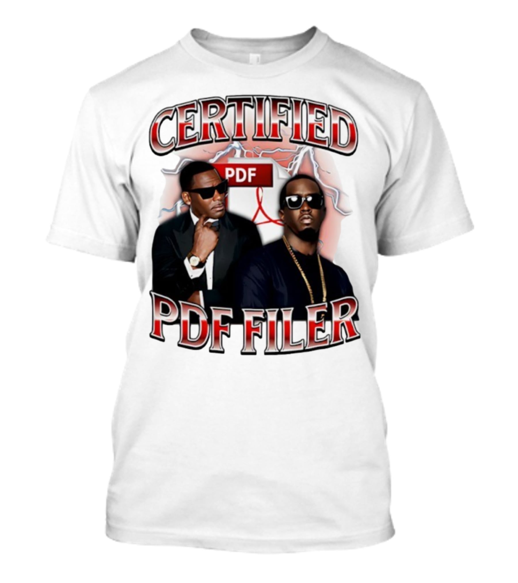 Certified PDF Filer Celebrity Parody With Suits And Sunglasses T-Shirt