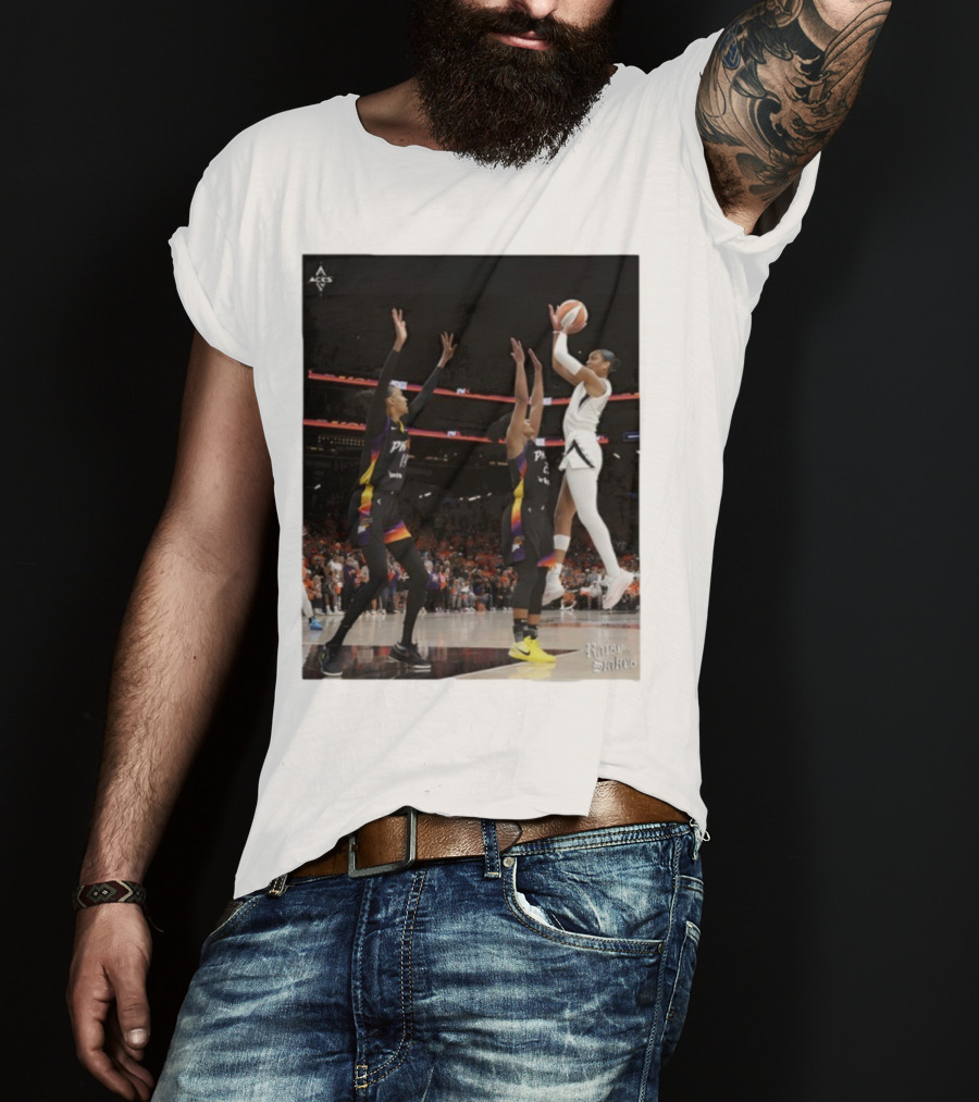 Las Vegas Aces Hang It In The Louvre Basketball Action Shot T-Shirt