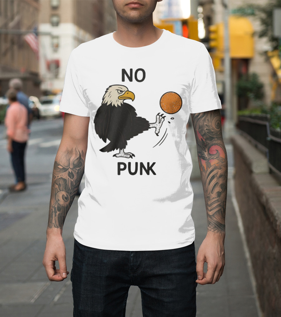 Bald Eagle Kicking Orange Ball No Punk T-Shirt