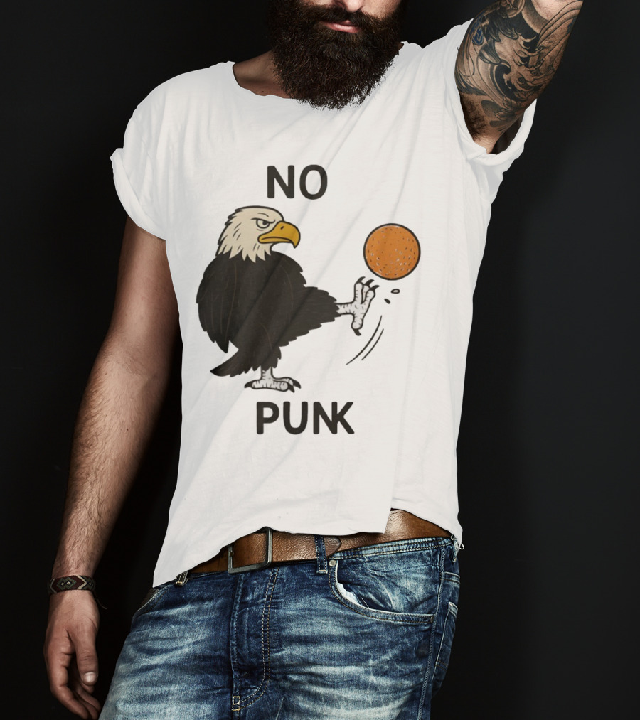Bald Eagle Kicking Orange Ball No Punk T-Shirt