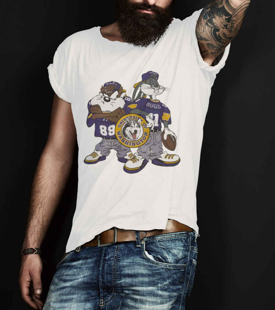 Taz And Bugs Bunny University Of Washington Huskies Football 89 11 T-Shirt