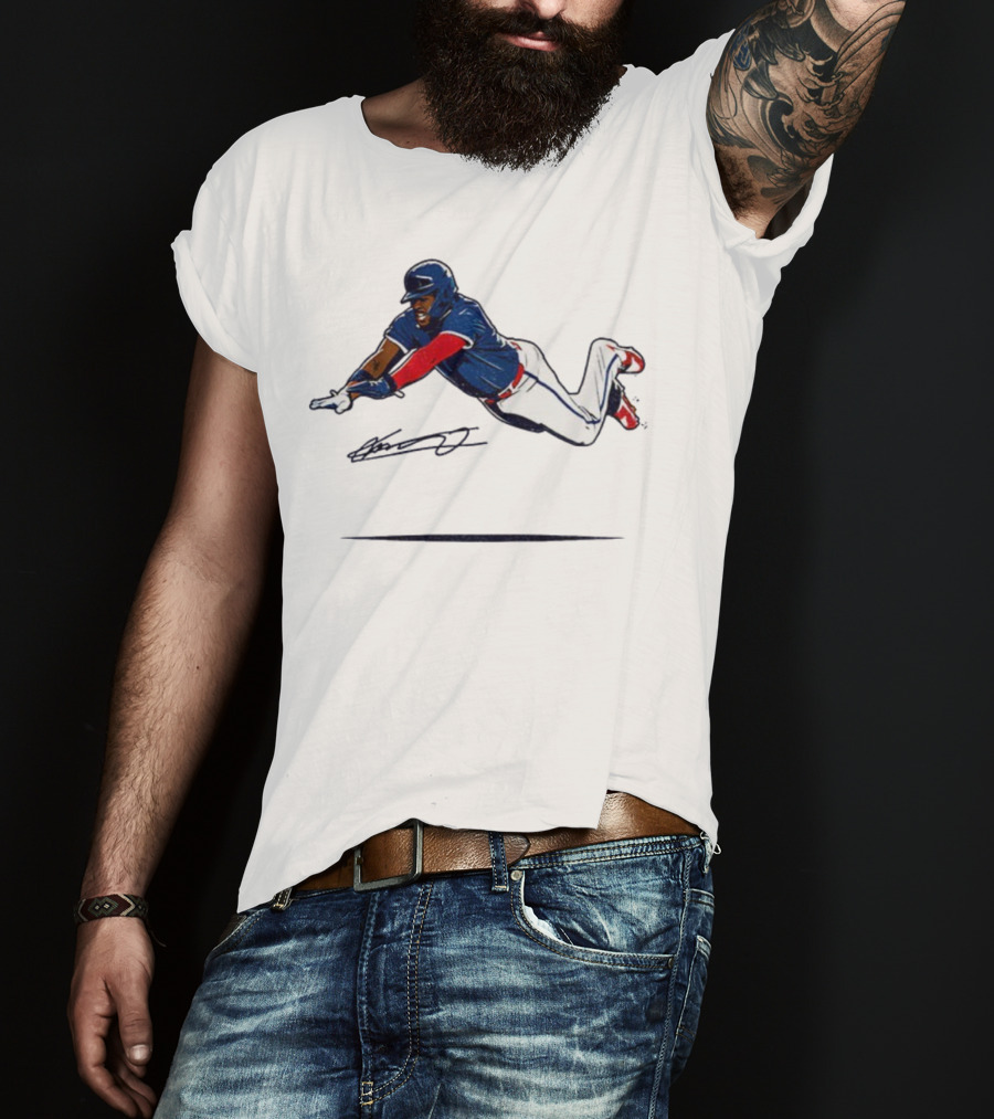 Vladimir Guerrero Jr Superman Flying Slide Toronto Blue Jays Signature T-Shirt
