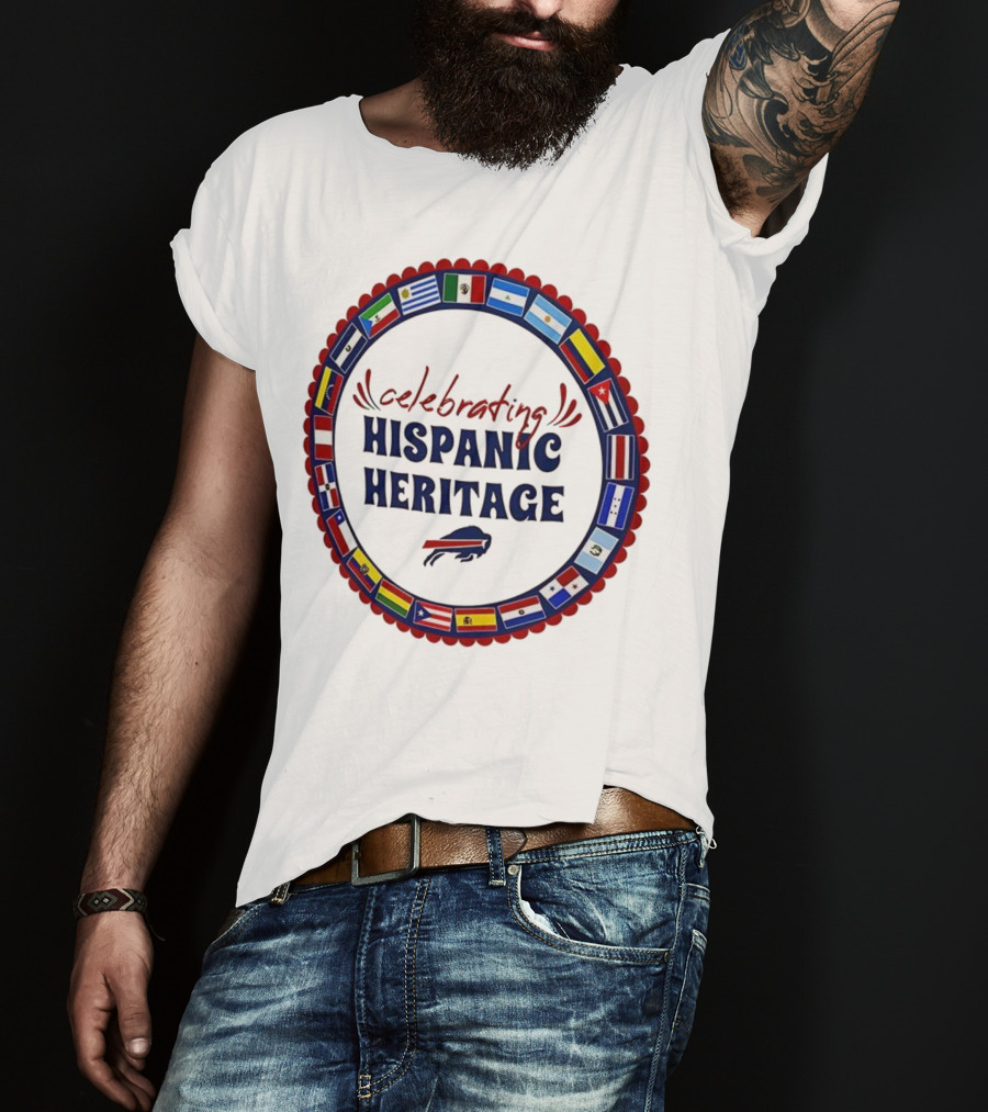 Celebrating Hispanic Heritage Buffalo Bills Flags Circle T-Shirt