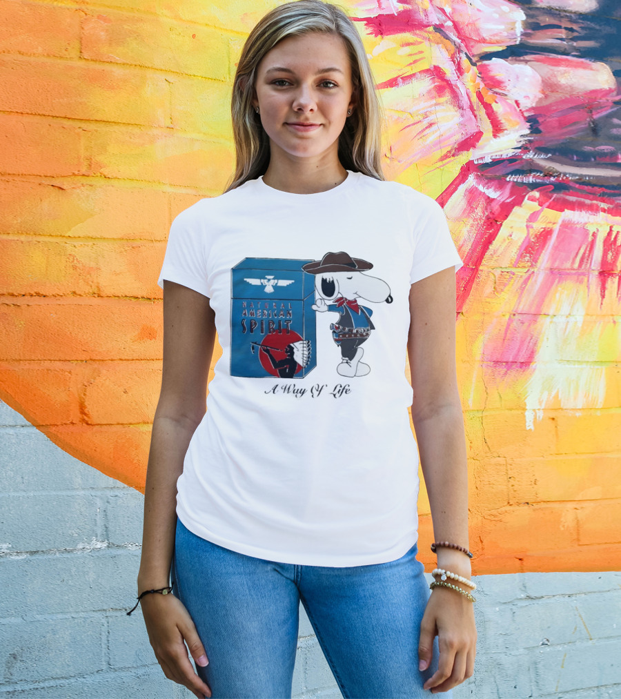 Snoopy Natural American Spirit A Way Of Life Cowboy Blue T-Shirt