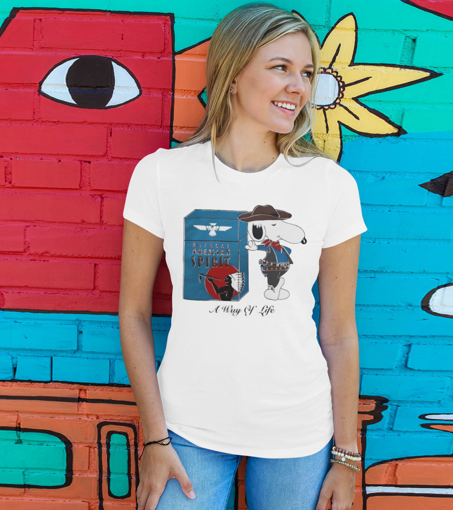 Snoopy Natural American Spirit A Way Of Life Cowboy Blue T-Shirt