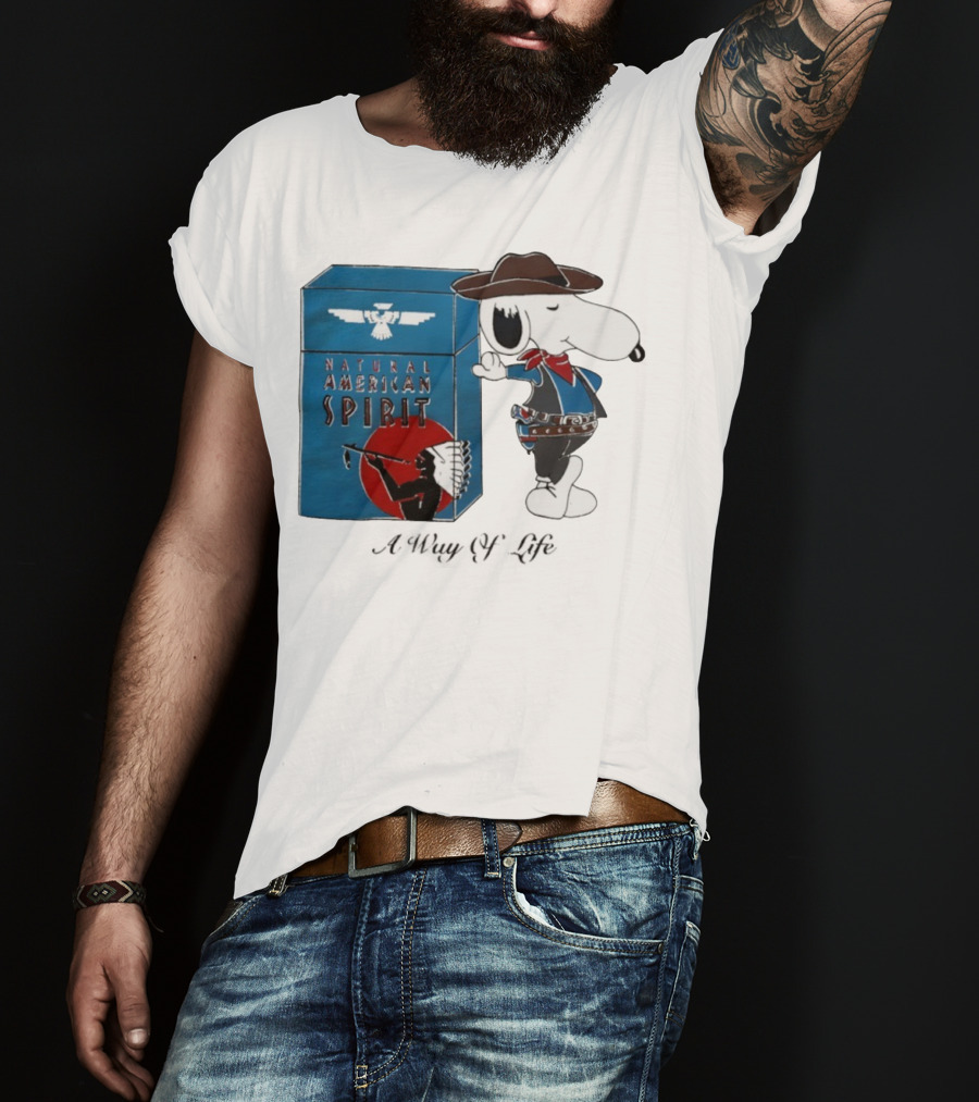Snoopy Natural American Spirit A Way Of Life Cowboy Blue T-Shirt