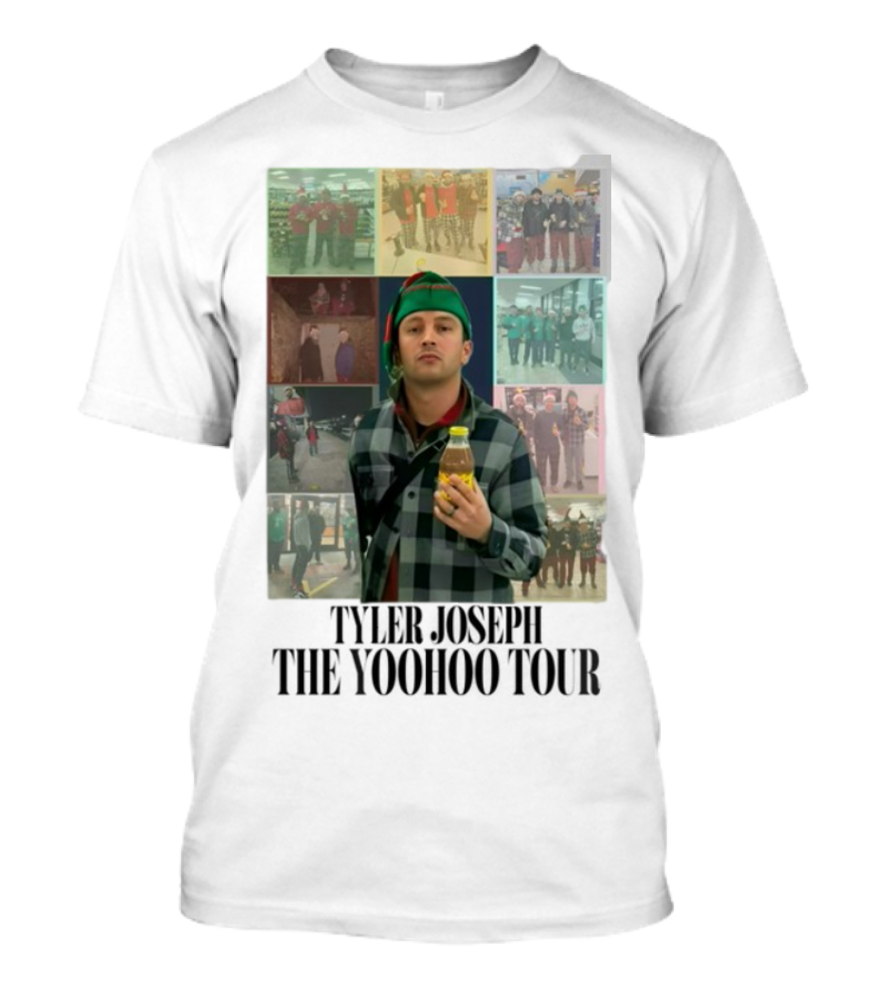 Eggtyler Tyler Joseph Yoohoo Tour Getränkflasche Elf Hemd Karo Holzfäller Look 2023 Collage T-Shirt