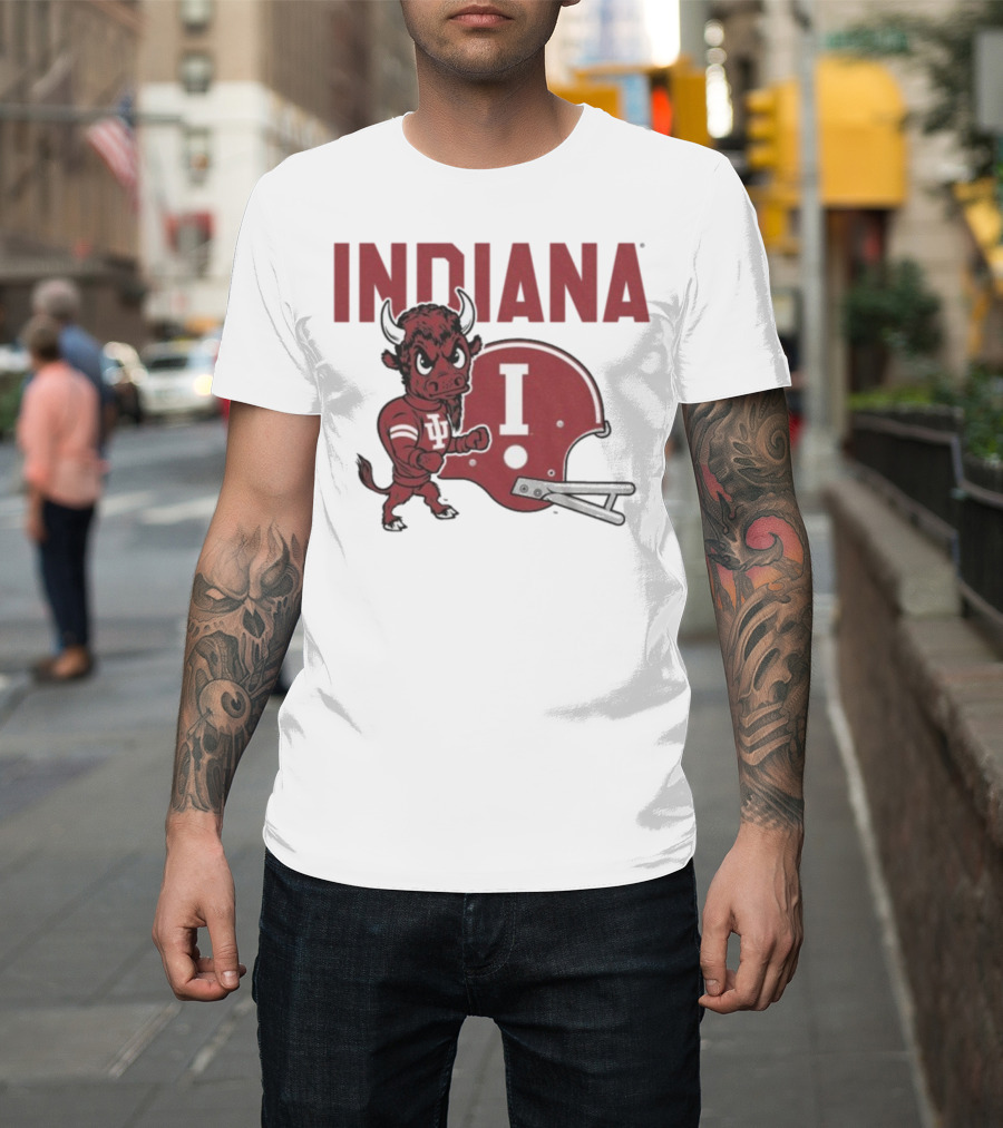 Indiana Hoosiers Bison Mascot And Football Helmet T-Shirt