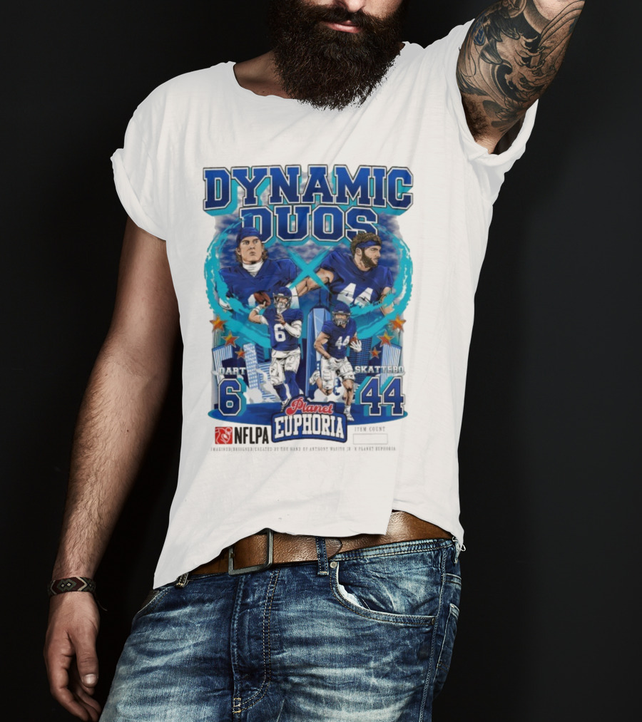 Dynamic Duos Jaxson Dart Cam Skattebo Planet Euphoria New York Giants T-Shirt