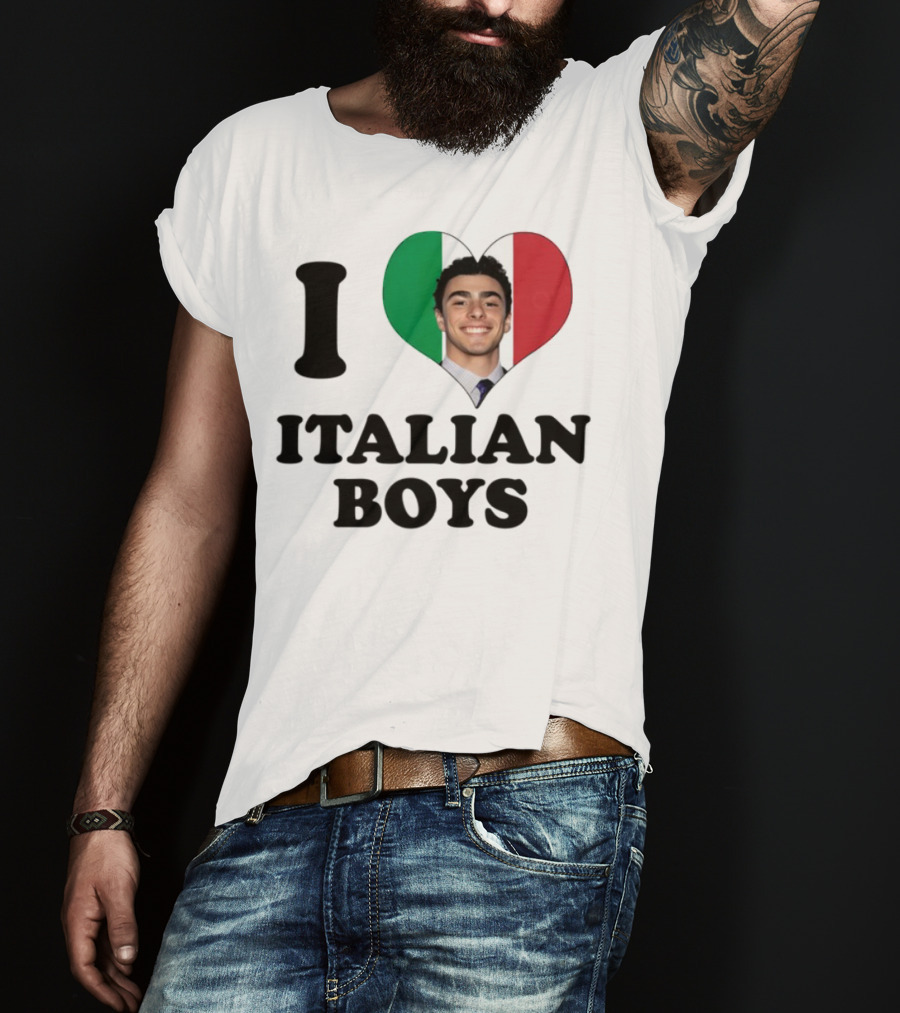 Luici Mangione I Love Italian Boys Heart Italy Flag T-Shirt