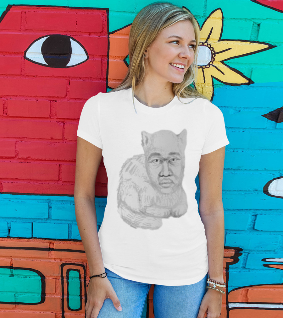 Mcfreakery Cat With Human Face Sketch T-Shirt