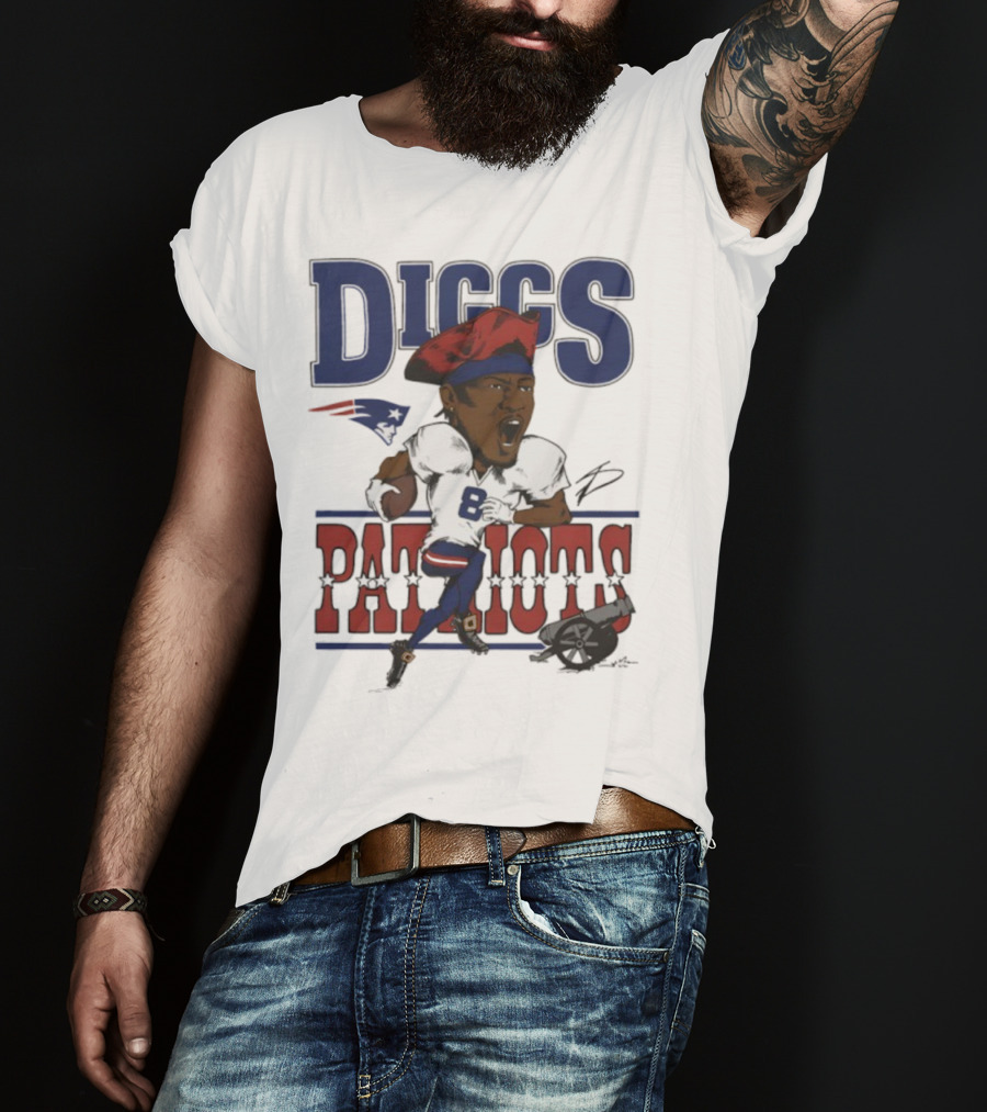 New England Patriots Diggs Signature Football Art T-Shirt