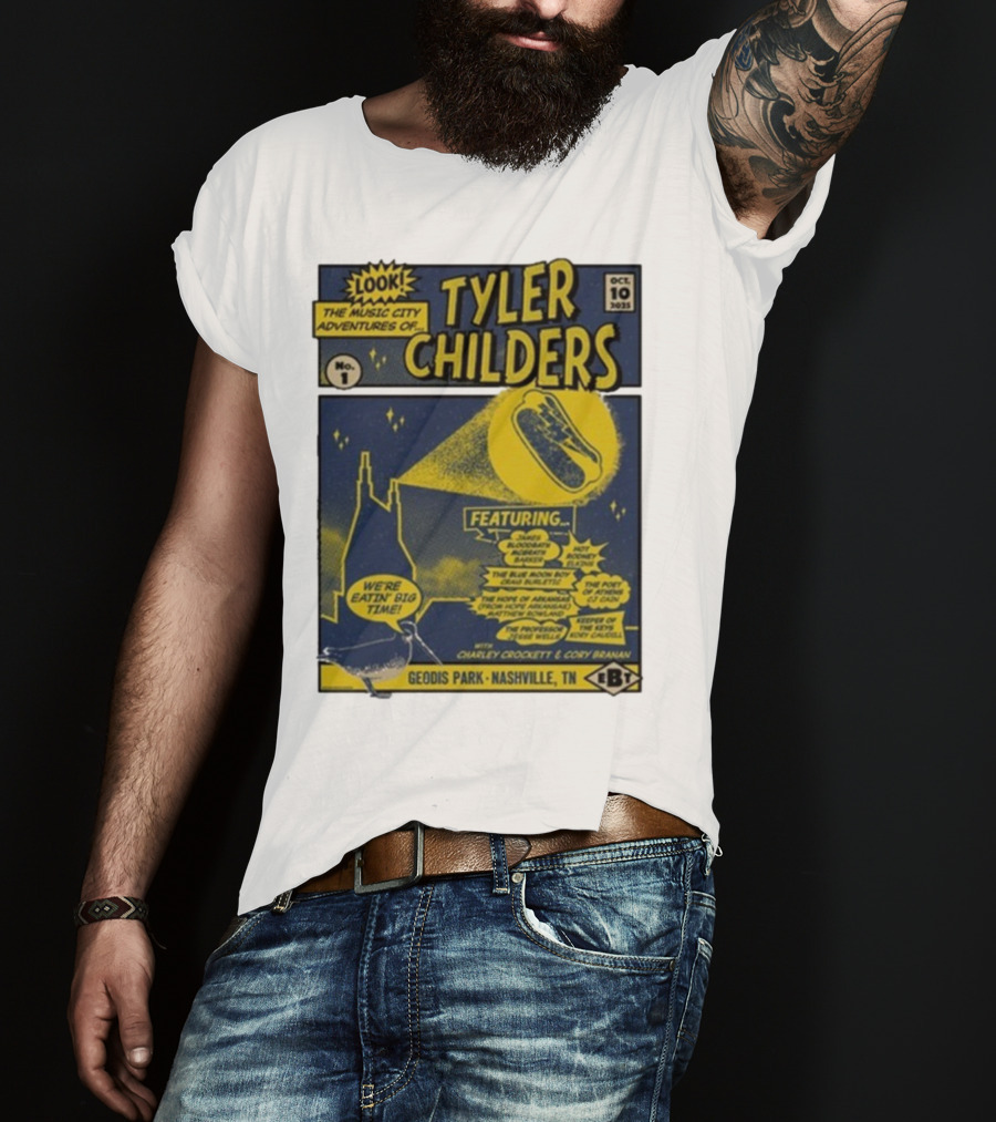 The Music City Adventures Of Tyler Childers Geodis Park Nashville TN October 10 2025 Featuring Charley Crockett Cory Branan T-Shirt