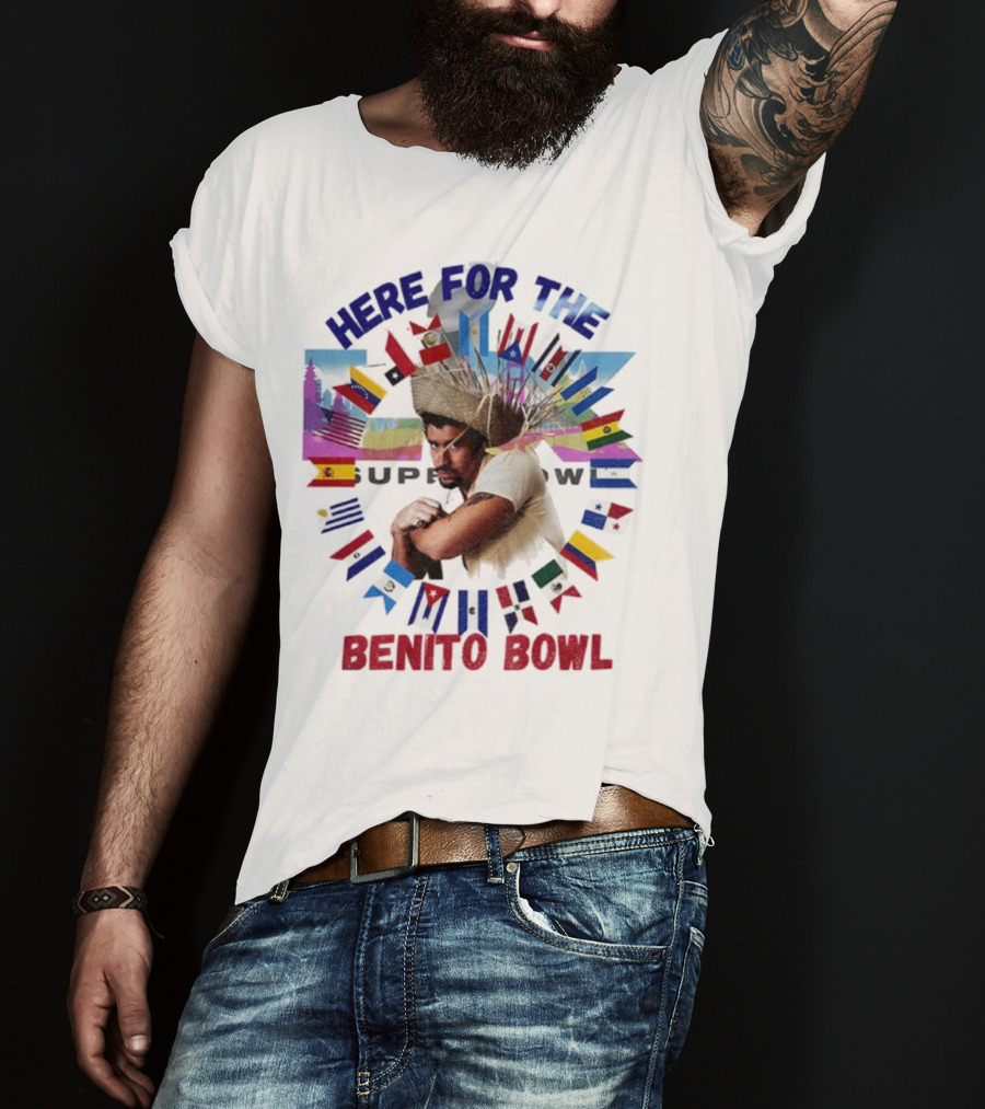 Here For The Benito Bowl Super Bowl Flag Circle T-Shirt