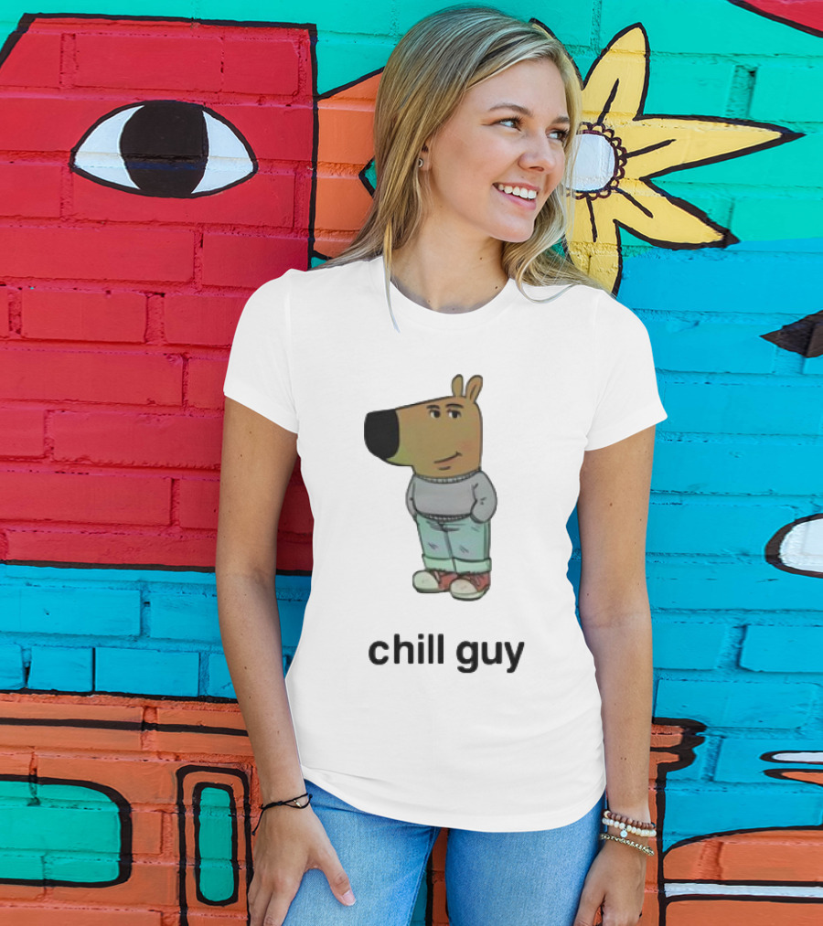 Chill Guy Cartoon Character Casual Style T-Shirt
