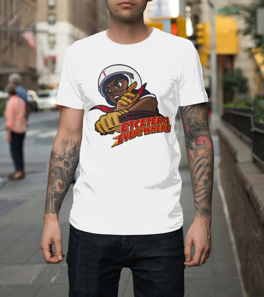 Etcetera Everywhere Racing Style Graphic With Determined Character T-Shirt