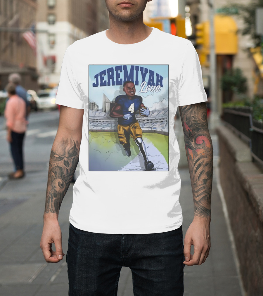 Jeremiyah Love Running In Stadium Number 4 T-Shirt