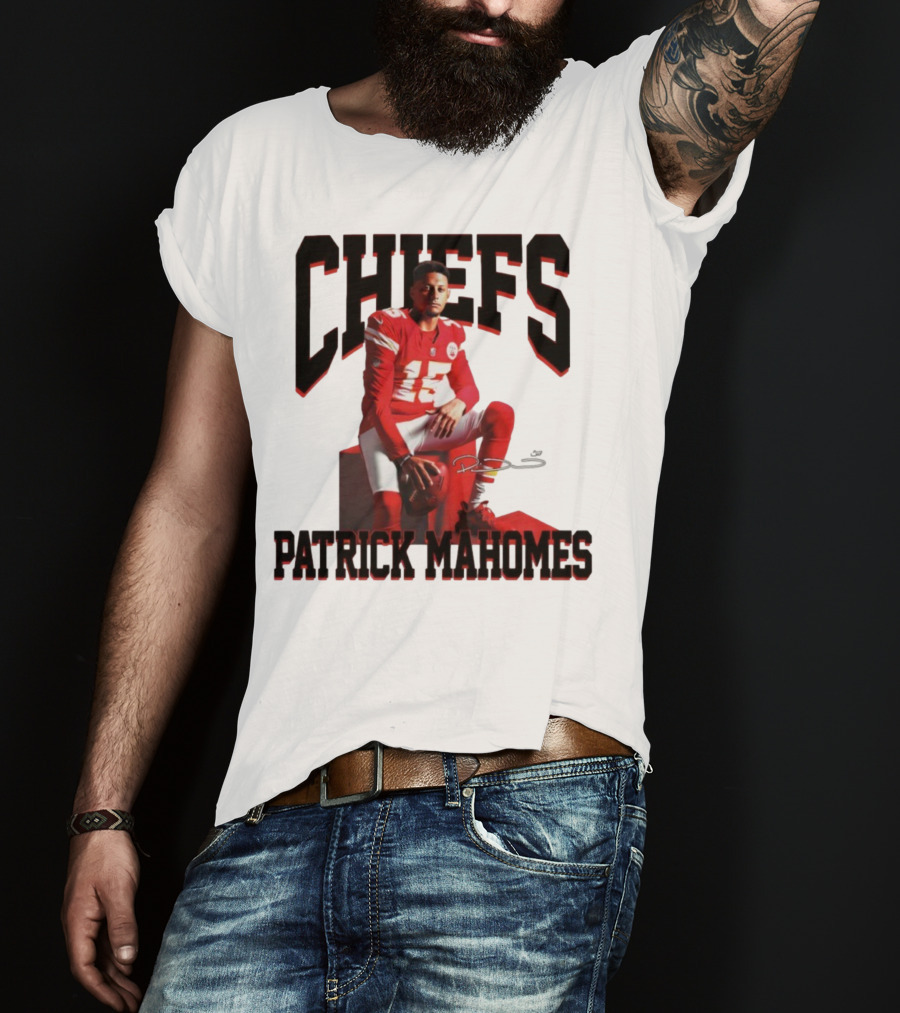 Patrick Mahomes Chiefs Signature Football Number 15 Kansas City T-Shirt