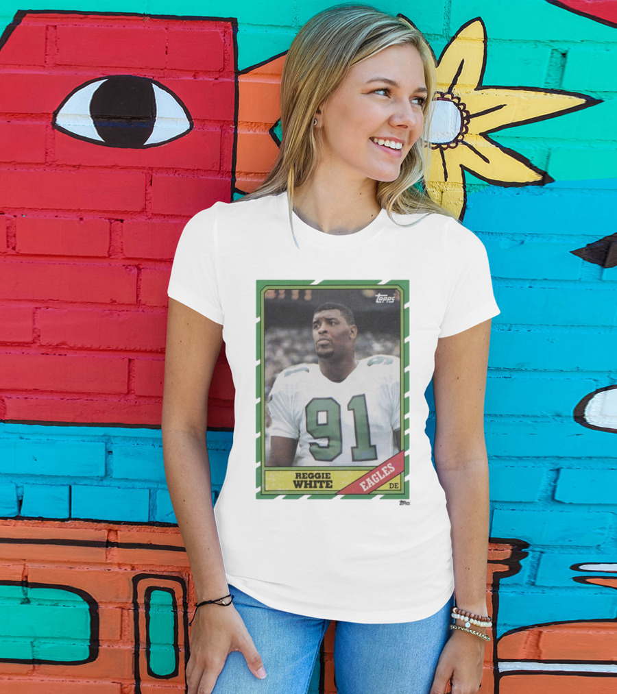 Topps Reggie White 91 Philadelphia Eagles DE Trading Card T-Shirt