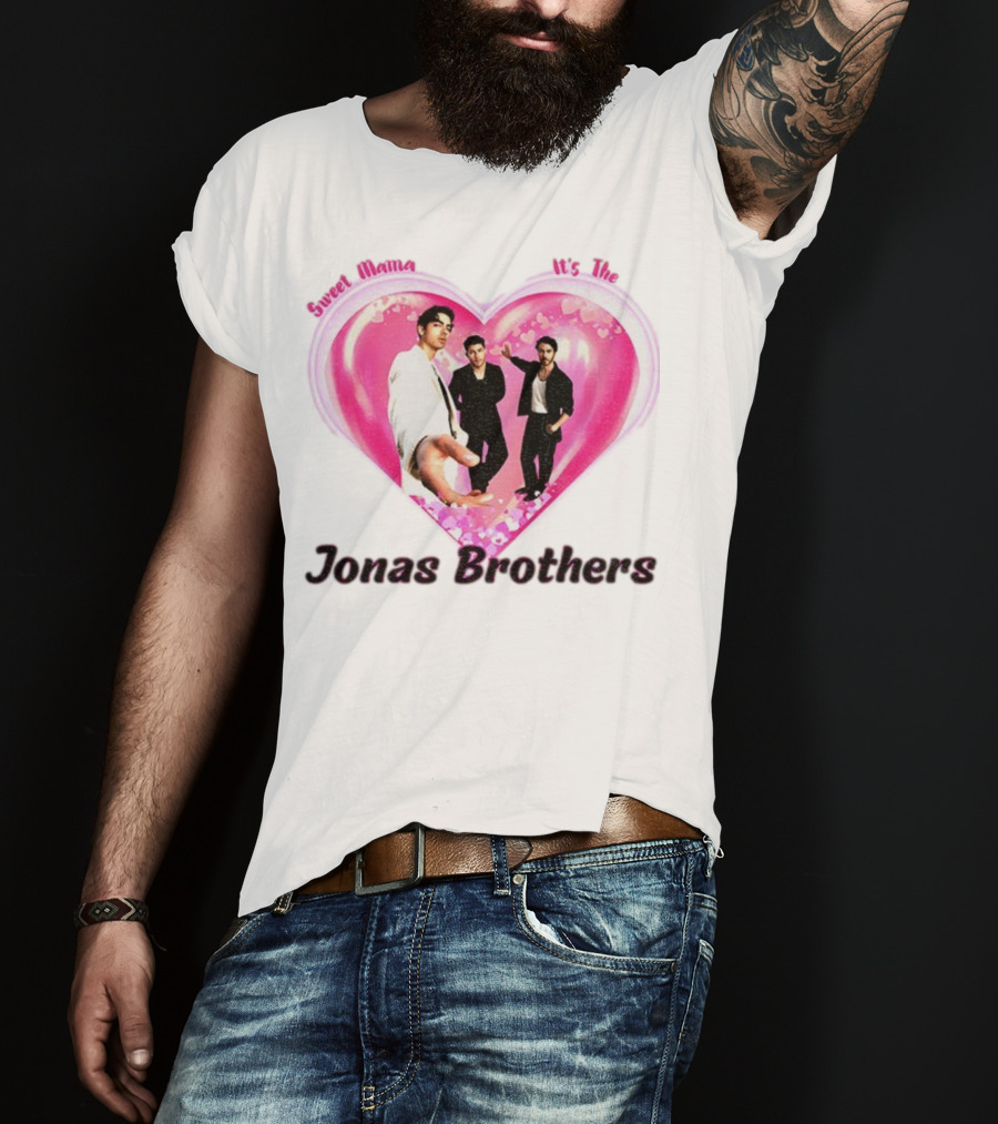 Sweet Mama It's The Jonas Brothers Boyband Vintage Heart Design T-Shirt