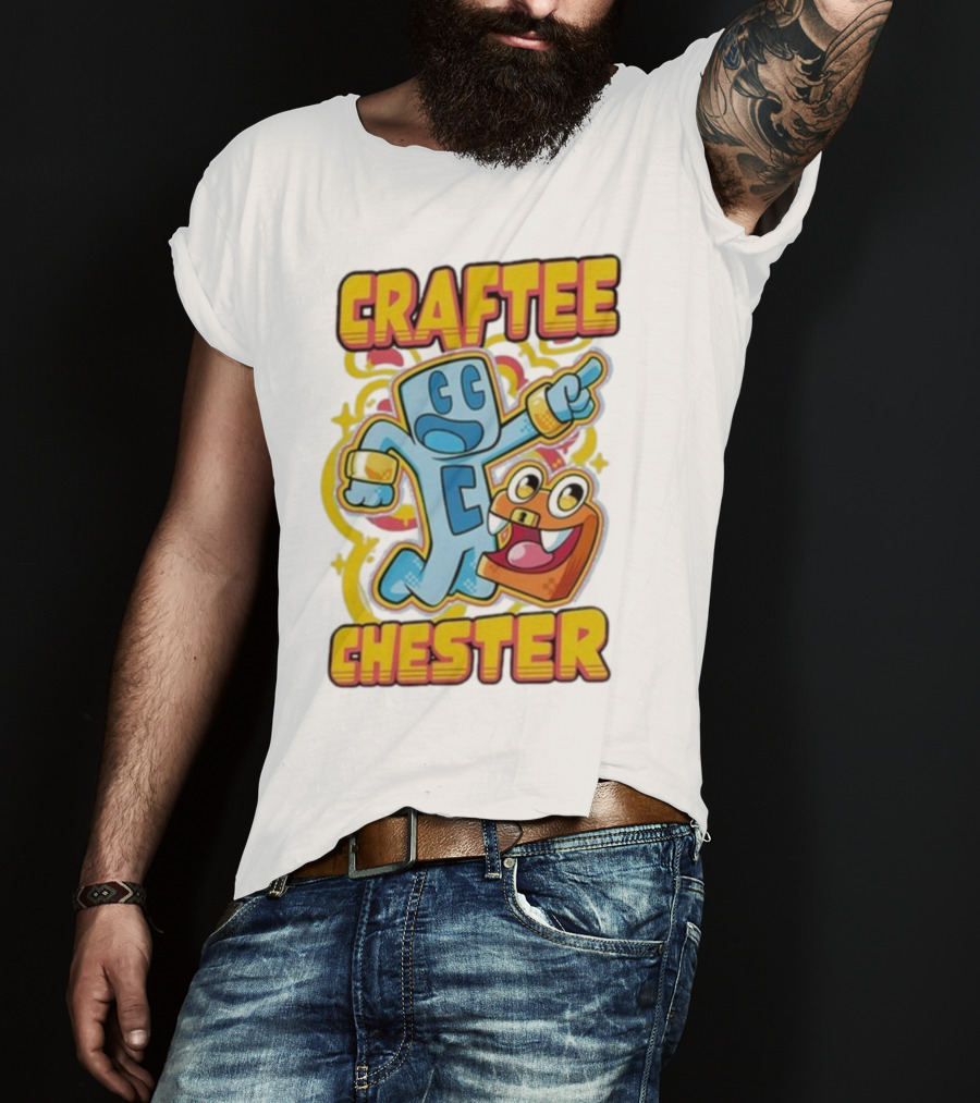 Craftee Chester Cartoon Characters Adventure T-Shirt