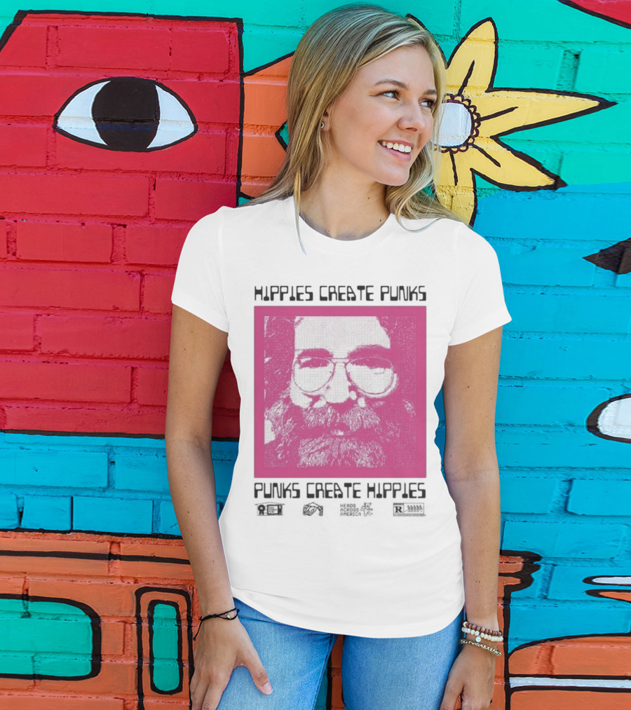 Hippies Create Punks Punks Create Hippies Heads Iconic Beard Glare T-Shirt