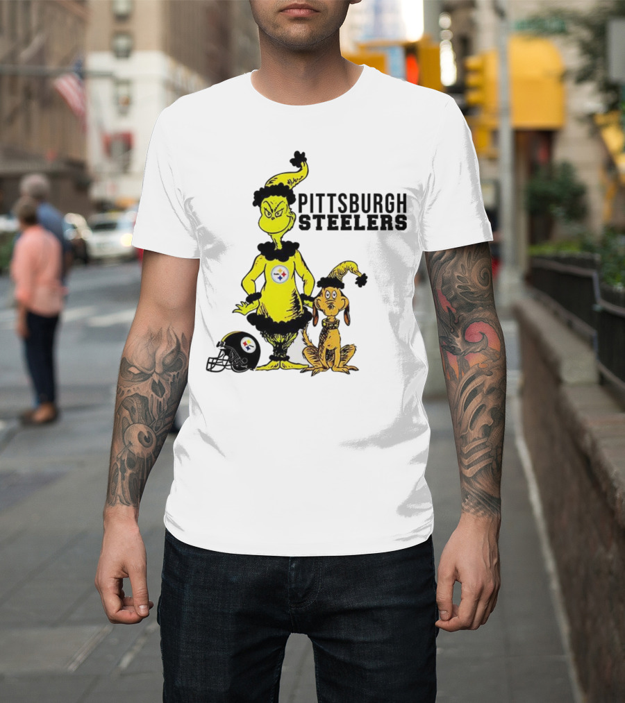 Grinch Max Pittsburgh Steelers Football Christmas Collaboration T-Shirt
