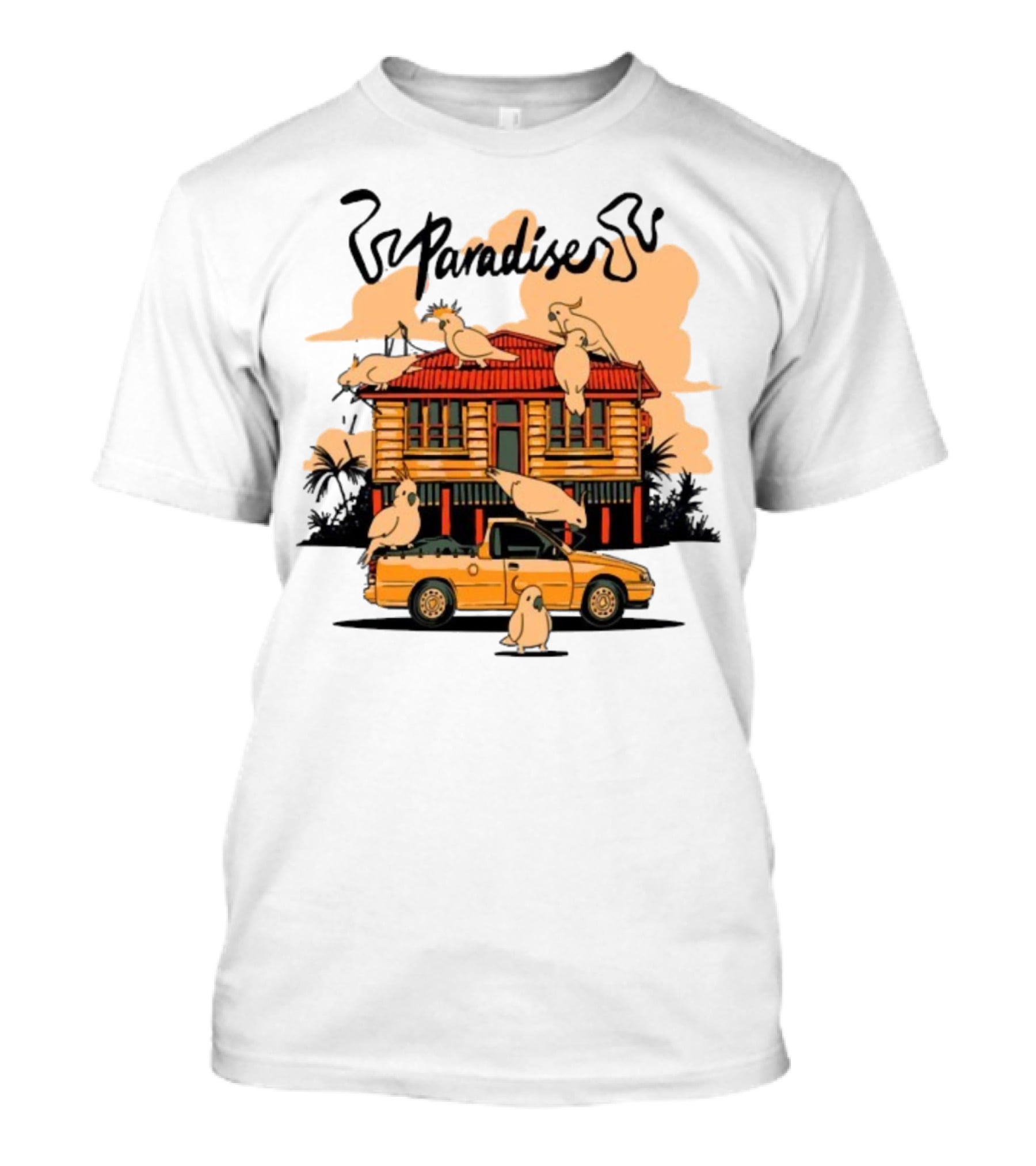 Phoebe Paradise Cockatoo House With Cockatoos And Ute Graphic T-Shirt