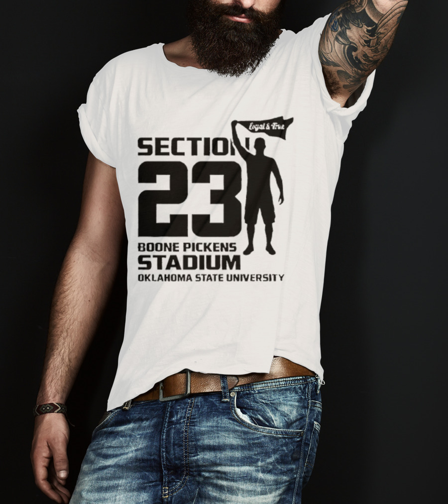 Section 23 Boone Pickens Stadium Oklahoma State University Pistol Pete T-Shirt